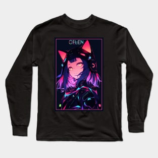 Anime Cat Girl | Quality Anime Design | Chibi Cat Girl Miaw | Manga Anime Art Long Sleeve T-Shirt